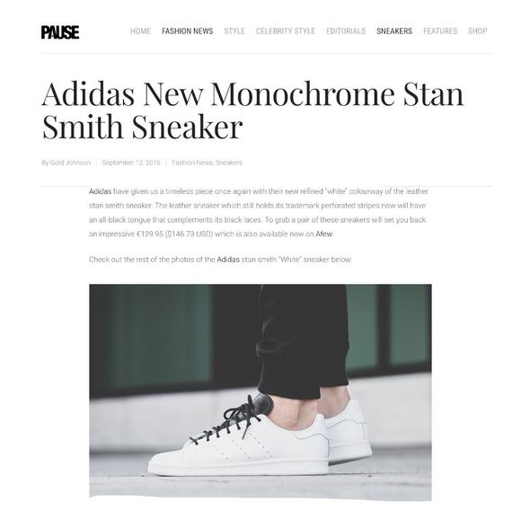 Adidas Stan Smith Sneakers Men's SZ 6 Core White Black Tongue Low Top Limit ED - Picture 6 of 15
